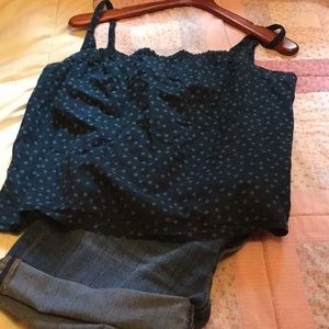 American eagle navy polkadot top